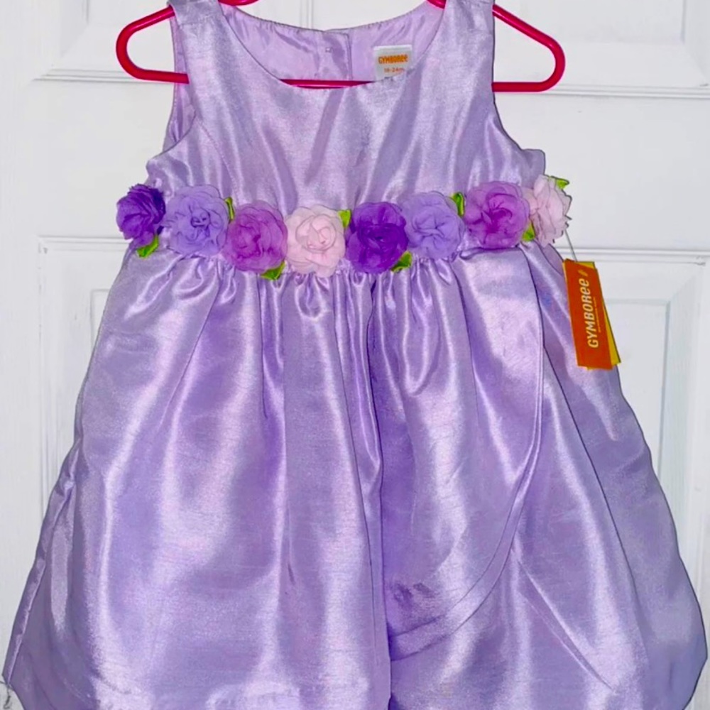 Purple Flower Belt Toddler Girl Dress